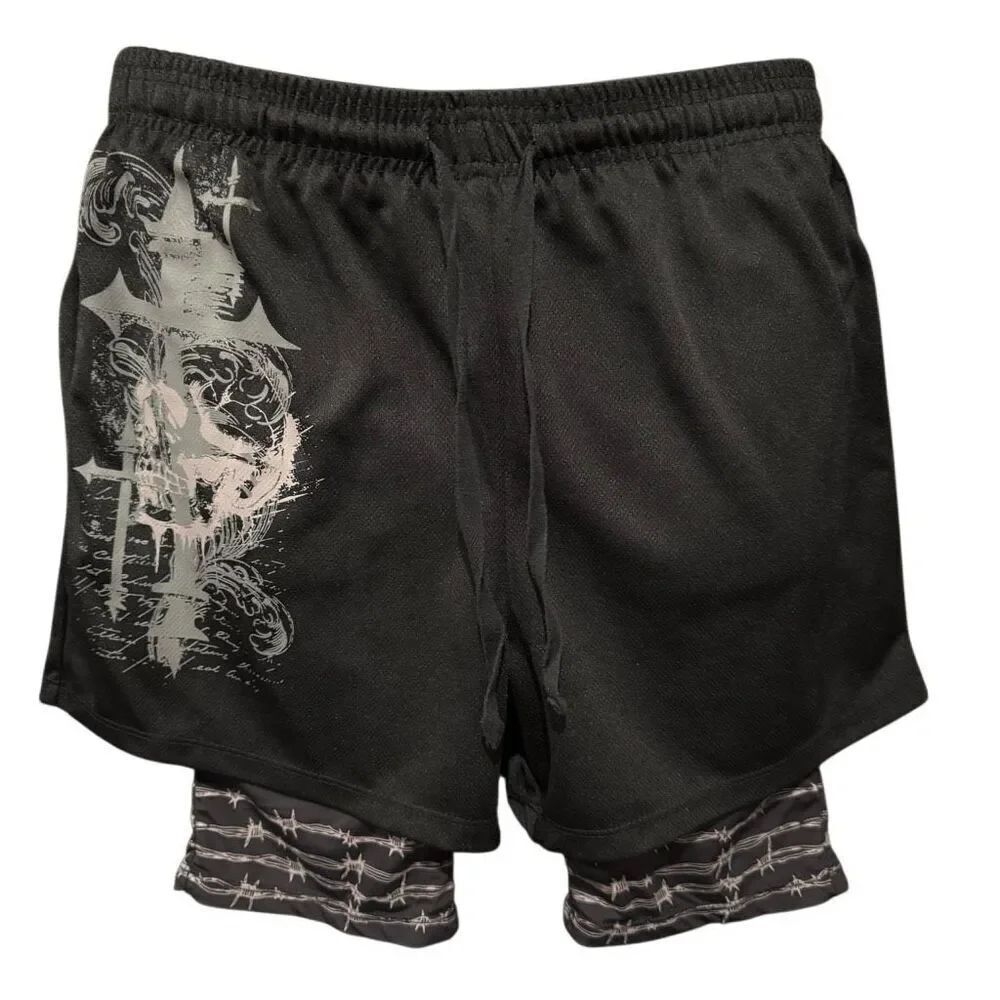 Social Collision Hot Topic Barbed Wire Cross Gym Shorts Men’s Small